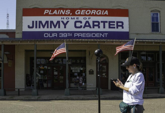 Photo of Denise Wright taking 360 photos of Plains Historic District, Plans, Georgia.